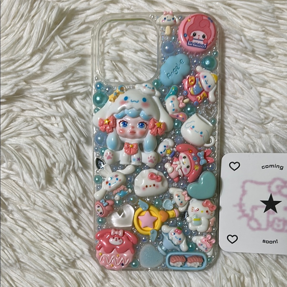 Handmade iPhone 13 Pro Max Junk Case Skullpanda Cinnamoroll Kawaii Coquette Y2K